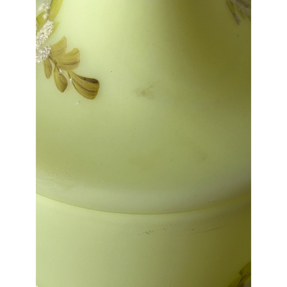 Fenton Custard Uranium Glass Candy Dish Hand Painted Kay Davis Floral Glows - Picture 11 of 15